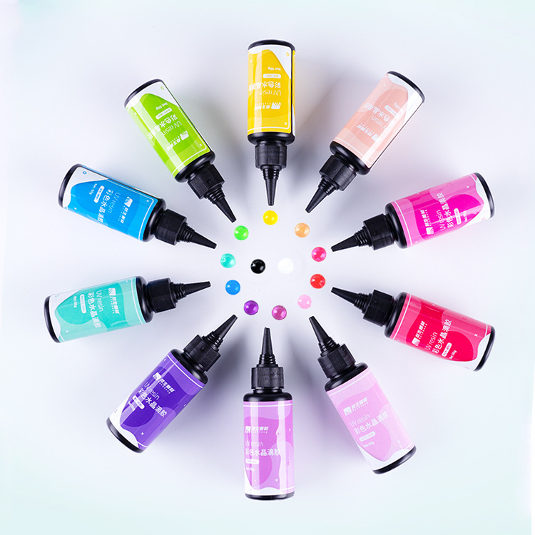 Rusheng Colorfuled Glue 12 Colorfuls Handmade DIY Jewelry Mold Uv Glue Cross-Border Supply Solid Colorful Uv Crystal Glue