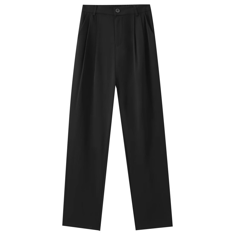 Pantalones de trajes blancos de primavera y otoño de mujer 2024 nuevo hombre pequeño cintura alta sensación de colgaje de tope de piso recto pantalones largos casuales de piernas anchas