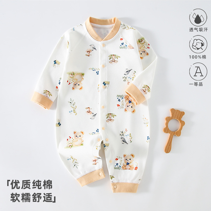 Primavera y otoño nuevo bebé mono de manga larga bebé mameluco de algodón ropa interior recién nacido mameluco sin hueso Pijamas
