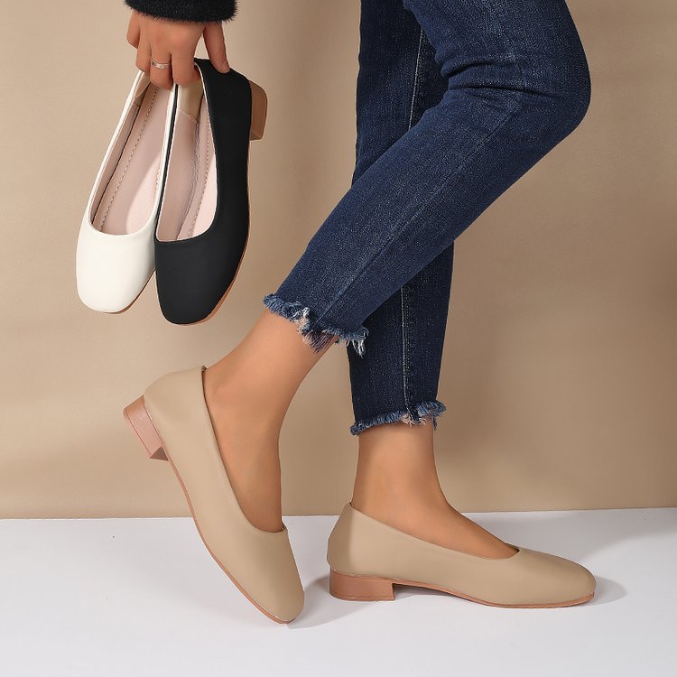 Todos los zapatos de mujer zapatos de cabeza cuadrada para mujeres otoño 2025 nuevo ligero super suave zapatos de granja zapatos de trabajo zapatos de mujer