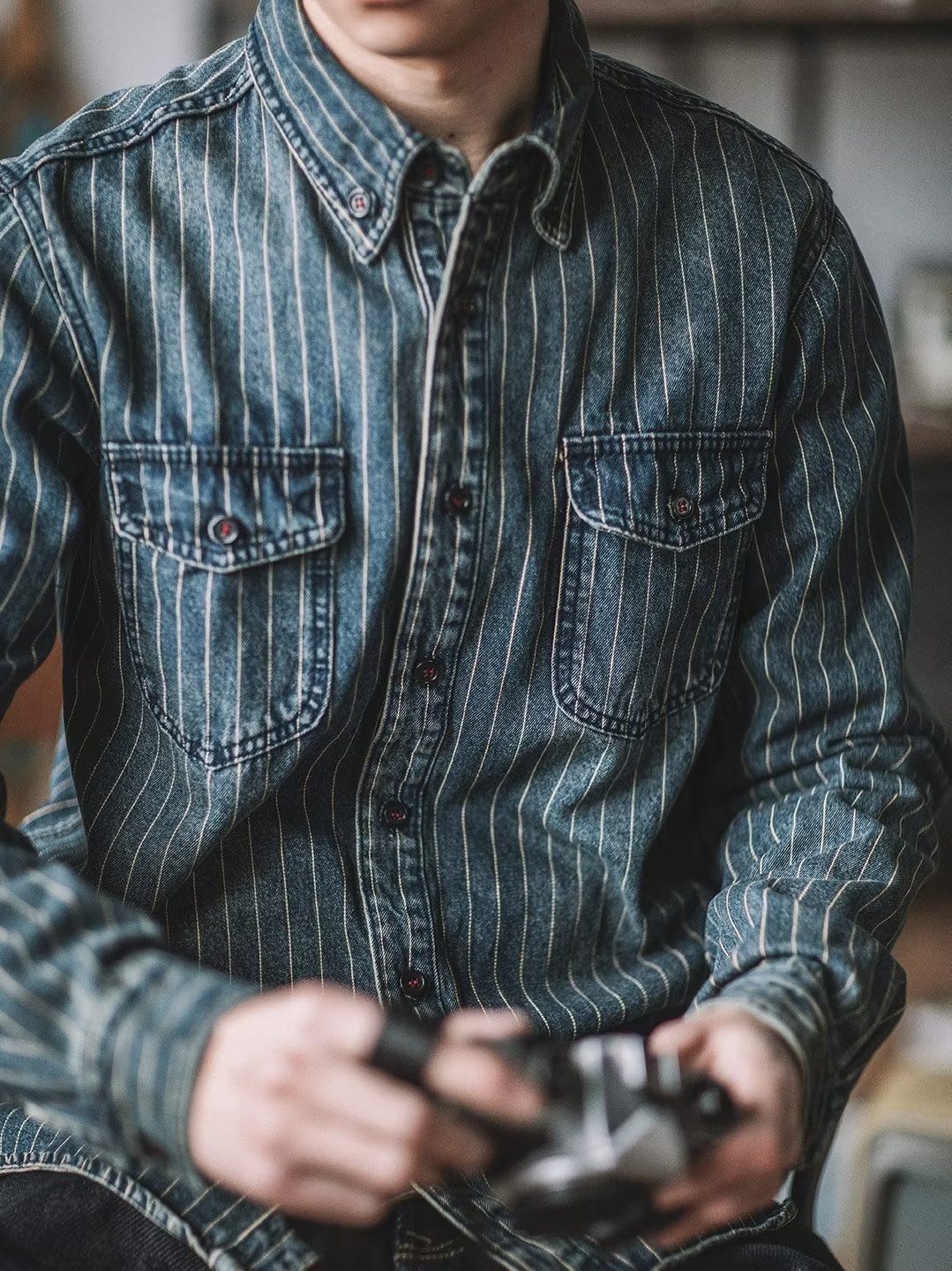 Abbigliamento maschile Nuova camicia a maniche lunghe da uomo, camicia a righe casual retrò da uomo, adolescenti, giacca da abbinare a tutti i top_voghion.com