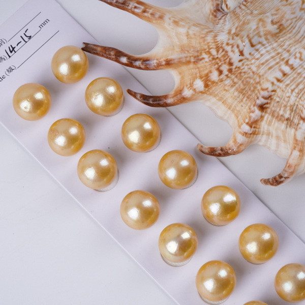 golden round beads from pearl