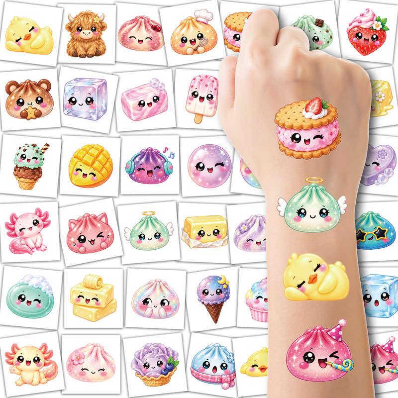 Cross-border new product: Cute cartoon stress-relieving squishy toy with a bun design, temporary tattoo stickers for Amazon Cross-border new product: Cute cartoon stress-relieving squishy toy with a bun design, temporary tattoo stickers for Amazon