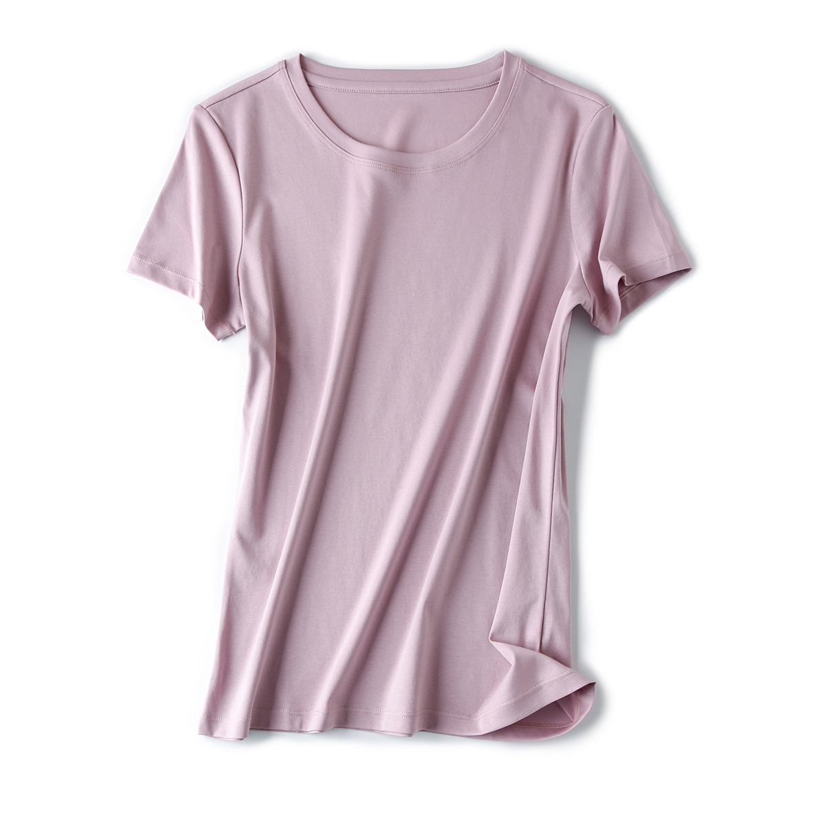 メーカースポット2024夏80本両面シルク綿tシャツ女園vネック半袖純色綿半袖tシャツ