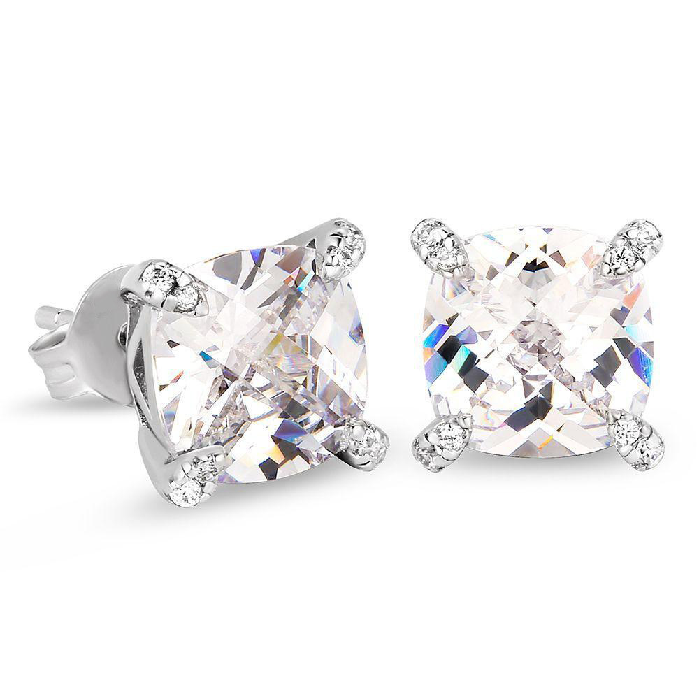 Geometric Pattern Men'S Gender 1 Pair Hip-hop Geometric Inlay Copper Zircon Ear Studs