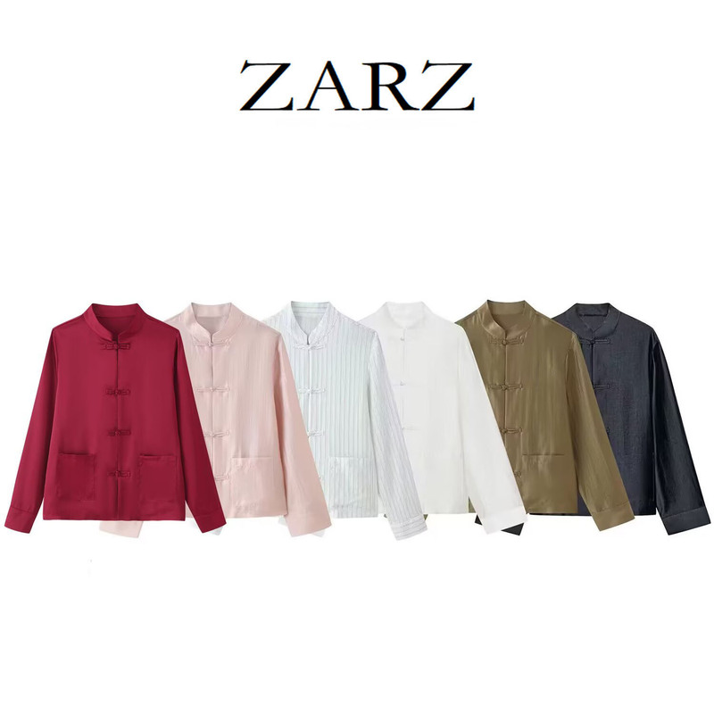 ZARZ Custom-made European and American style new women's fashion satin knot button shirt 4786166250 ZARZ Custom-made European and American style new women's fashion satin knot button shirt 4786166250
