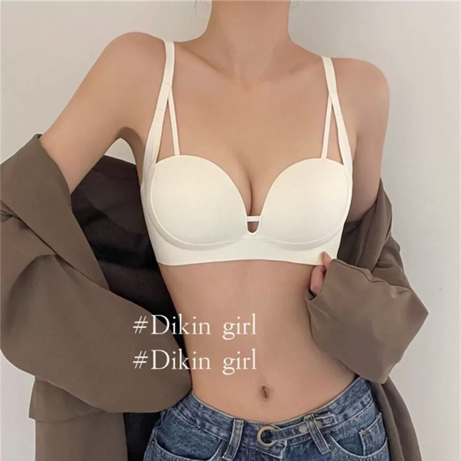 Push up bra, non-slip supporting bra top, glossy wireless bra, underwear, set