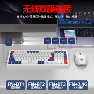 Raiku Leikui R906 Wireless Keyboard and Mouse Set Three-Color 2.4G+Bluetooth Dual-Mode Wireless Keyboard and Mouse Set
