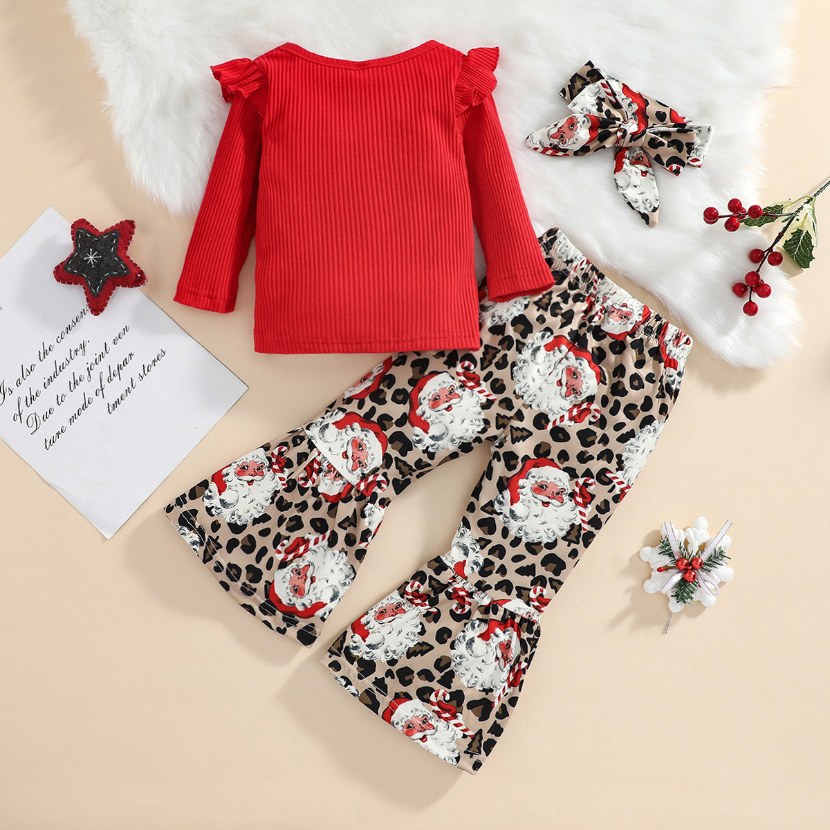 Christmas Fashion Santa Claus Cotton Girls Clothing Sets display picture 3