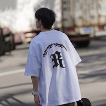 2025夏季标准潮青春流行简约圆领文艺时尚潮牌男短袖城市风貌T恤