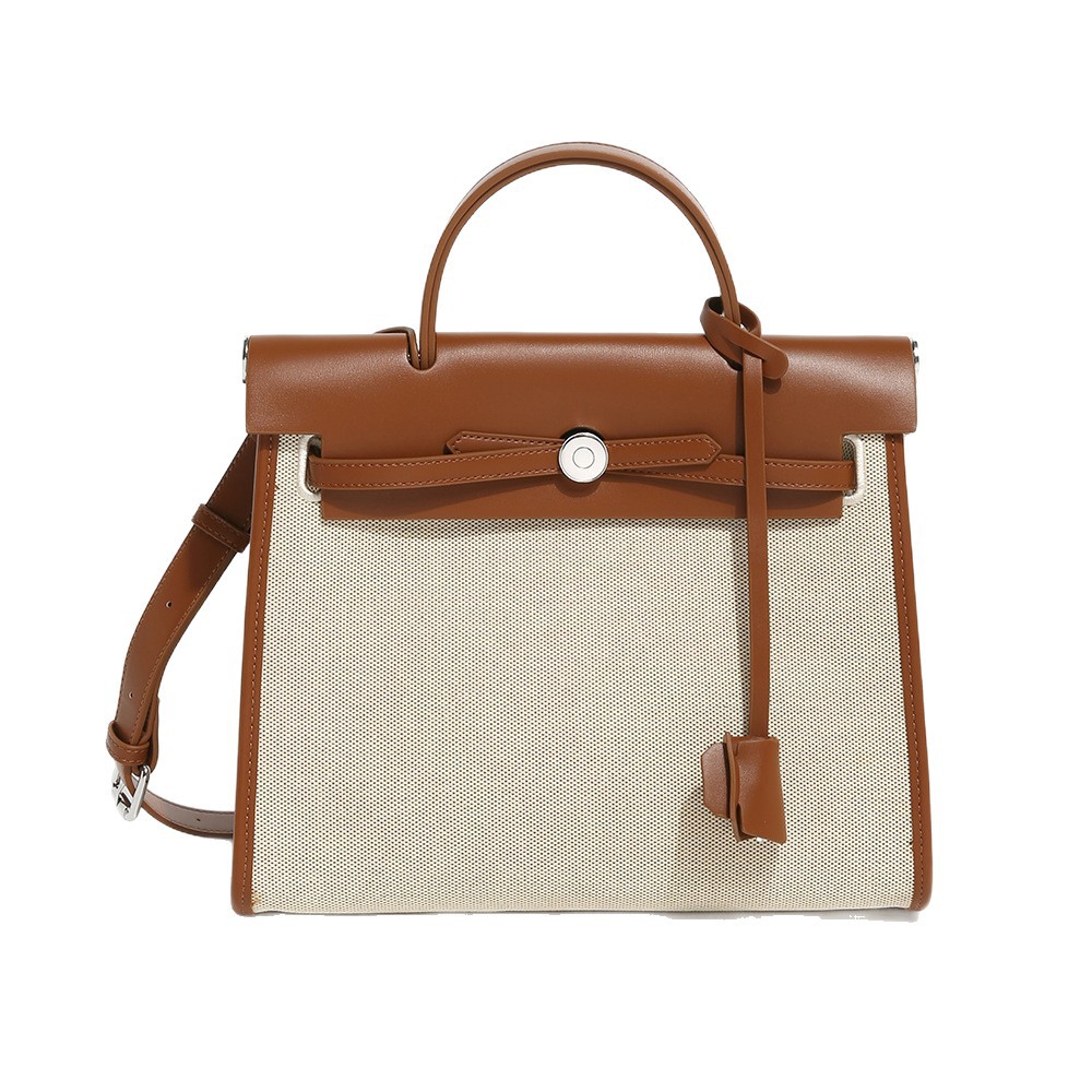 Túi tote canvas Kelly nữ phối màu tương phản, dung tích lớn, đeo chéo/vai — Kích thước lớn màu nâu và trắng, Kích thước lớn màu đen và trắng, Màu nâu cỡ lớn, Màu đen, kích thước lớn