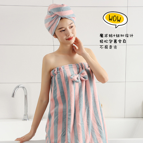 Pineapple plaid bow coral velvet bath skirt dry hair hat set tube top bath towel wearable tube top bath skirt women wholesale