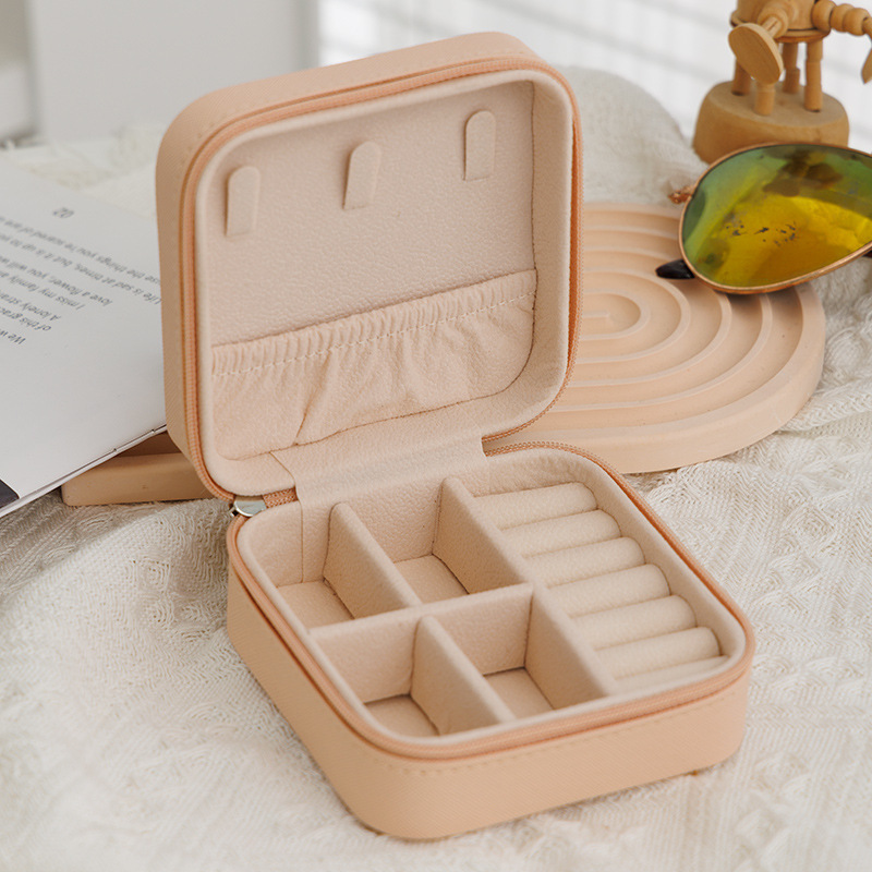 Caja de cremallera pequeña simple caja de joyas portátiles anillo coreano pendientes caja de almacenamiento de pendientes fácil de llevar caja de joyas pequeñas image 3
