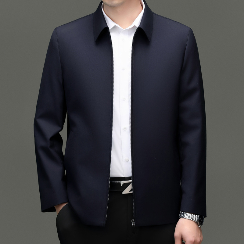 Men's Light Business Classy Boutique Wool Mulberry Silk Jacket Spring & Fall Middle-Aged Leadership Administrative Cadre Jacket for Men