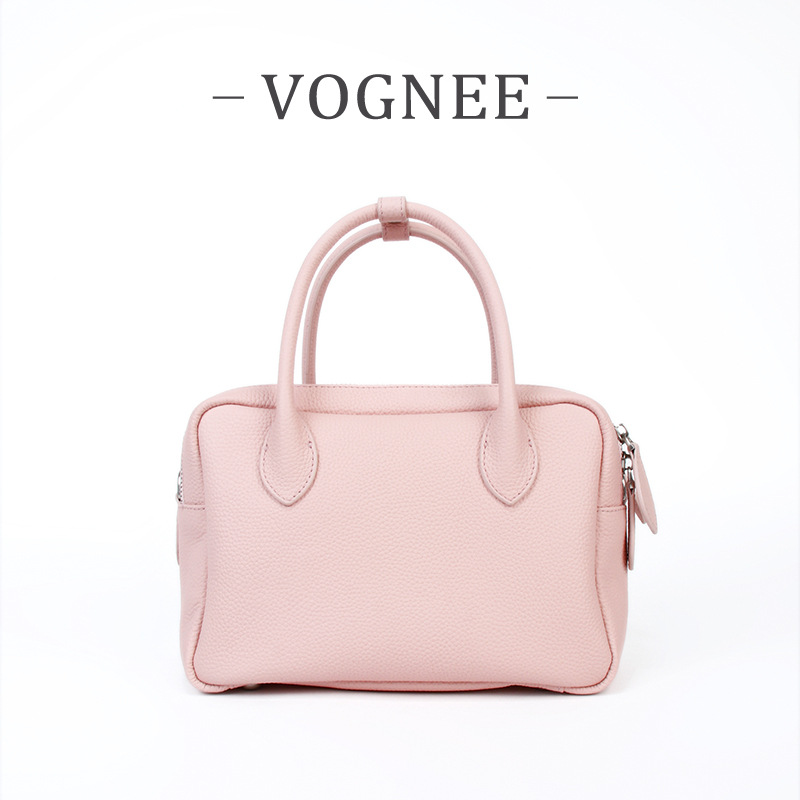 Women’s Genuine Top-Grain Cowhide Boston Bowling Bag, Classic Handbag Crossbody Shoulder Bag - Thumbnail 2