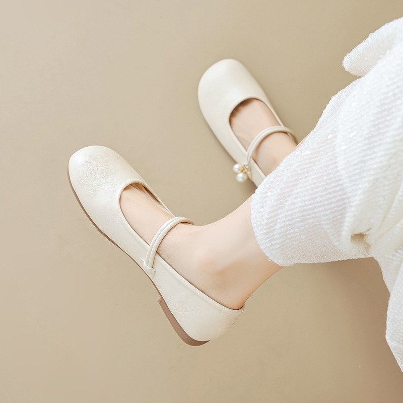 3399-6 French-Style Mary Jane Shoes for Women, Spring and Autumn, Single-Strap Shallow Ballet Flats, Flat Shoes for Women, Large Size Women's Shoes