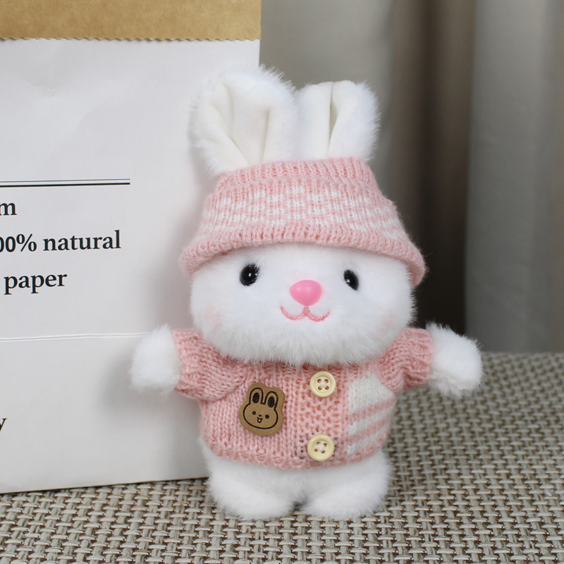 17cm muñeca labubu ropa de tela muñeca suéter sombrero de lana muñeca set