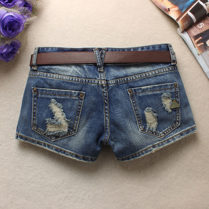 Summer low-waist denim shorts for women, slimming plus-size loose fit with ripped details and zipper decoration, Korean style trendy direct sale Summer low-waist denim shorts for women, slimming plus-size loose fit with ripped details and zipper decoration, Korean style trendy direct sale
