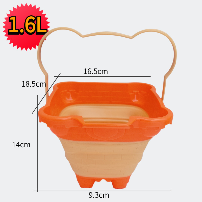 Barril de mano de castillo de playa plegable transfronterizo 2L bebé jugando en el agua arena goma suave retráctil cubo de silicona al por mayor