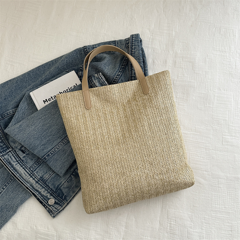 Bolsa de tejido para mujeres este nuevo verano ins simple bolsa de paja de viaje diario bolsa roja