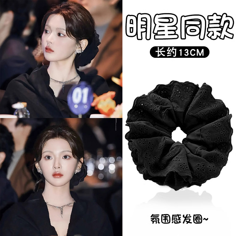 Cabeza de encaje blanco tridimensional francés color collar anillo de cabello para mujeres 2025 nuevo gran temperamento caballo cordón tocado