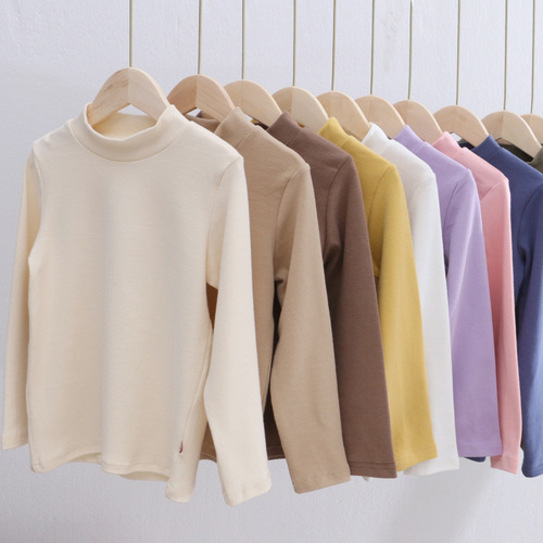 Children's clothing autumn clothing boys and girls bottoming shirt children's solid color autumn clothing T-shirt half turtleneck mid-collar inner top