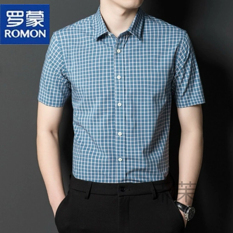 2025 новая мужская летняя рубашка в клетку и полоску с коротким рукавом, мужская высококачественная повседневная рубашка для молодых и среднего возраста, не требующая глажки и устойчивая к складкам