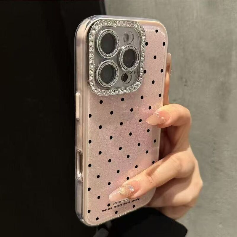 Foreign Trade Style Ins Simple Full-Screen Polka Dot Apple 17 Pro Max Phone Case with Precise Cutouts, Full Coverage, Suitable for Apple 16/15