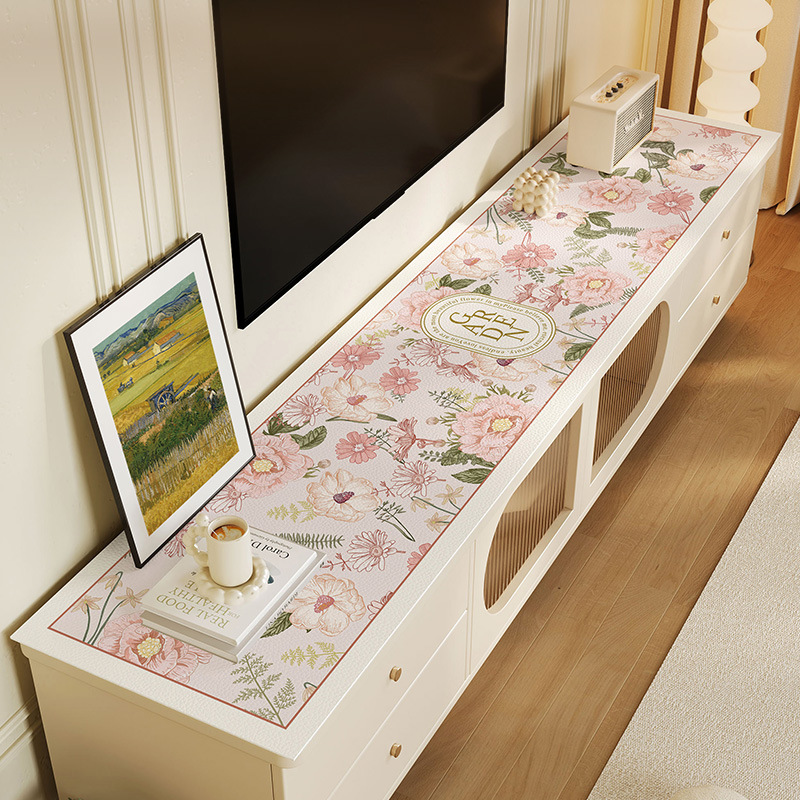 电视柜桌垫轻奢高级感皮革餐边柜桌布免洗防水防油鞋柜台面保护垫