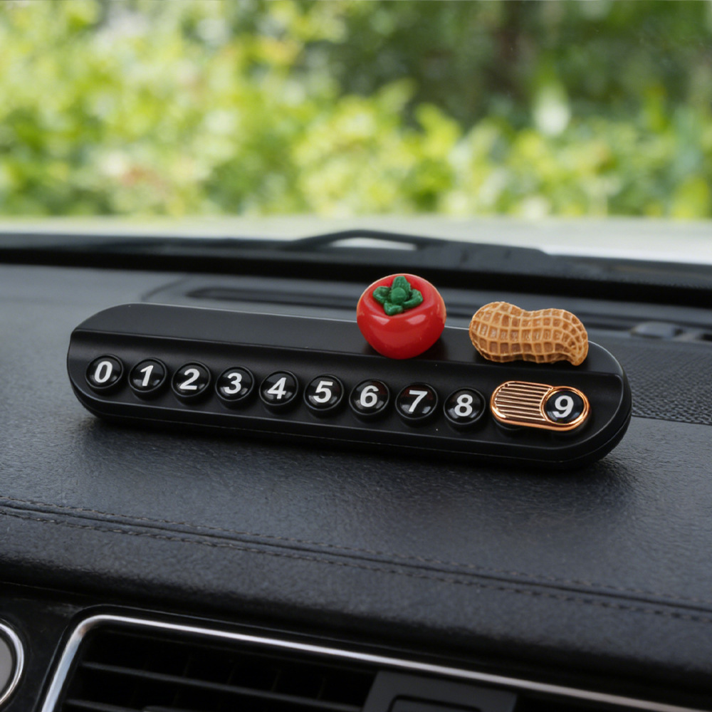 Tarjeta telefónica de movimiento de automóviles, tarjeta de estacionamiento temporal, decoración de automóviles de frutas personales, adornos de litchi