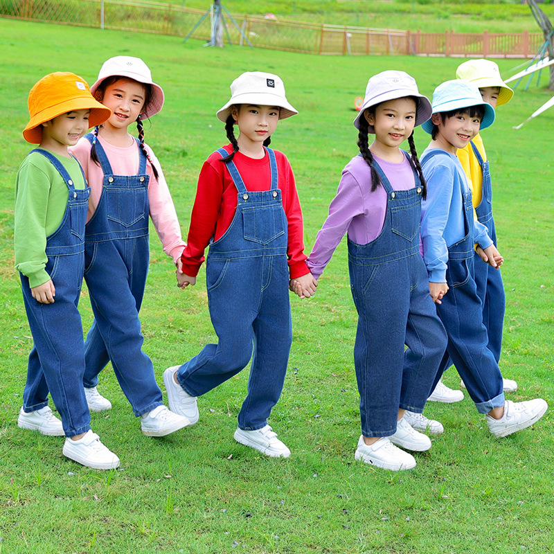 儿童啦啦队演出服装卫衣幼儿园班服背带裤小学生运动会开幕式服装