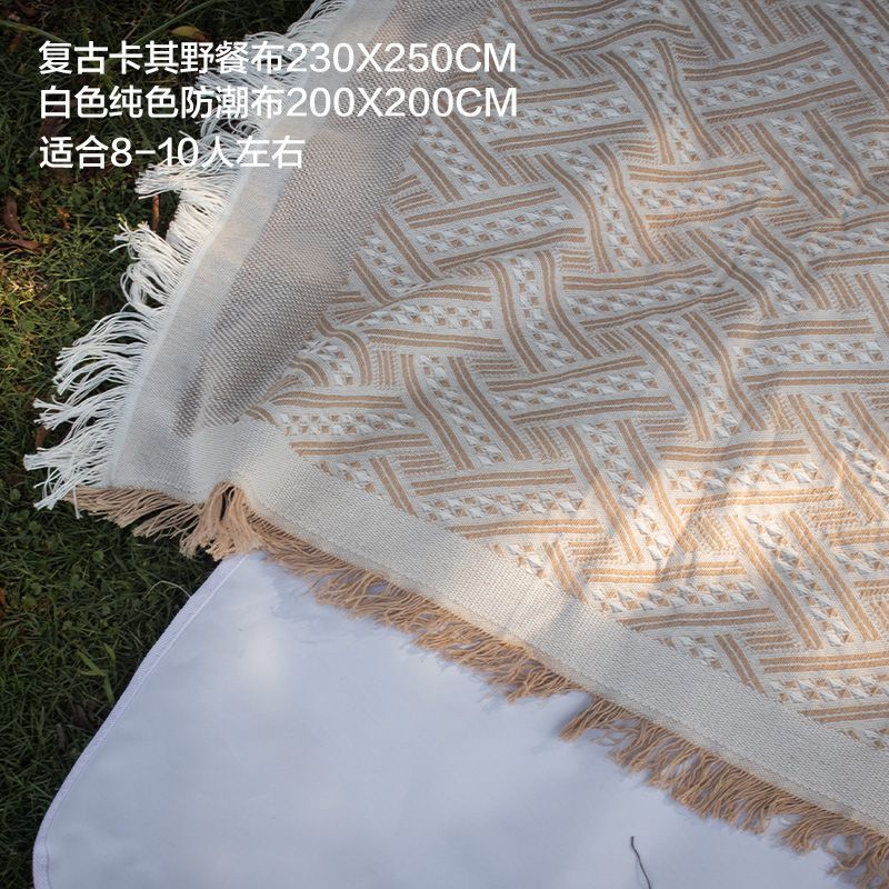 沙滩野餐垫复古针织流苏沙滩垫户外露营音乐节法式氛围感一件代发|undefined