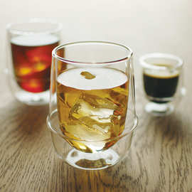透明双层飞碟杯创意造型双层玻璃杯 高硼硅玻璃咖啡杯早餐牛奶杯