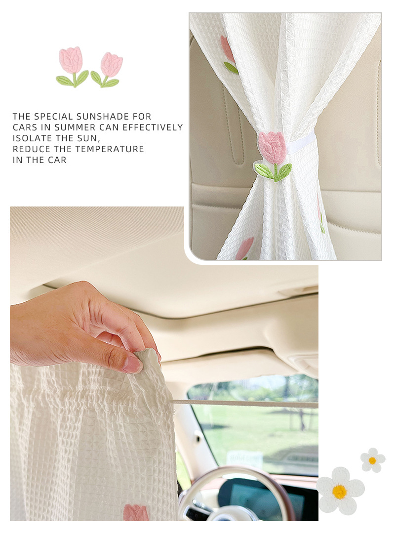 Blue Rain Car Barrier Curtain Large Waffle Car Rear Barrier Curtain Car Blackout Privacy Curtain Car Heat Insulation Sunshade Curtain