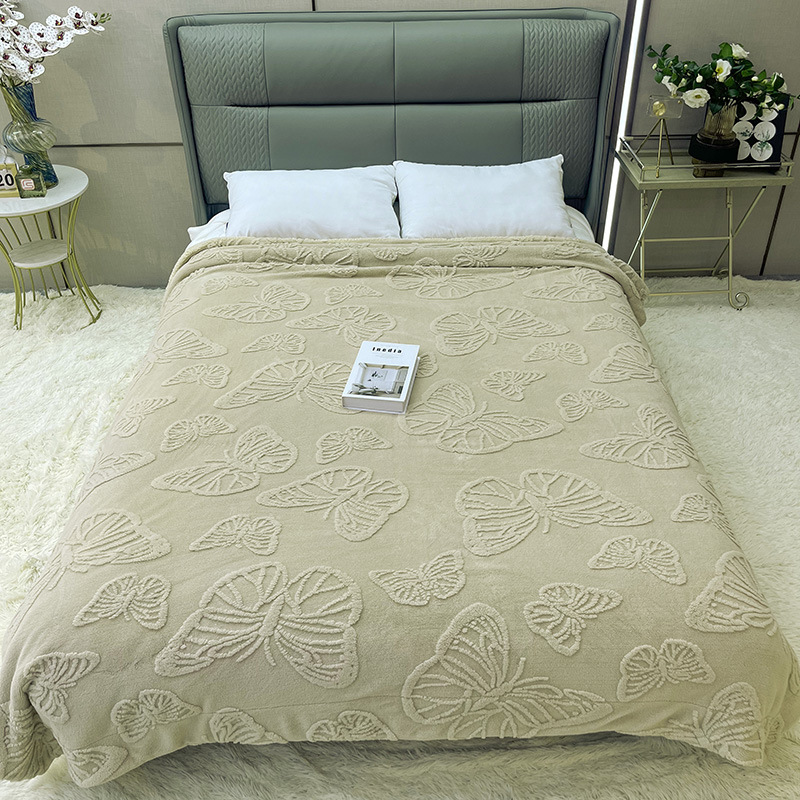 Comercio electrónico transfronterizo 2025 Pagoda de flores de mariposa Manta de terciopelo de cordero Manta gruesa y cálida Manta de color sólido de comercio exterior