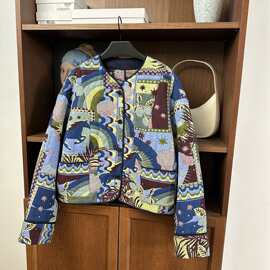 重磅色织壁画提花夹棉外套棉服