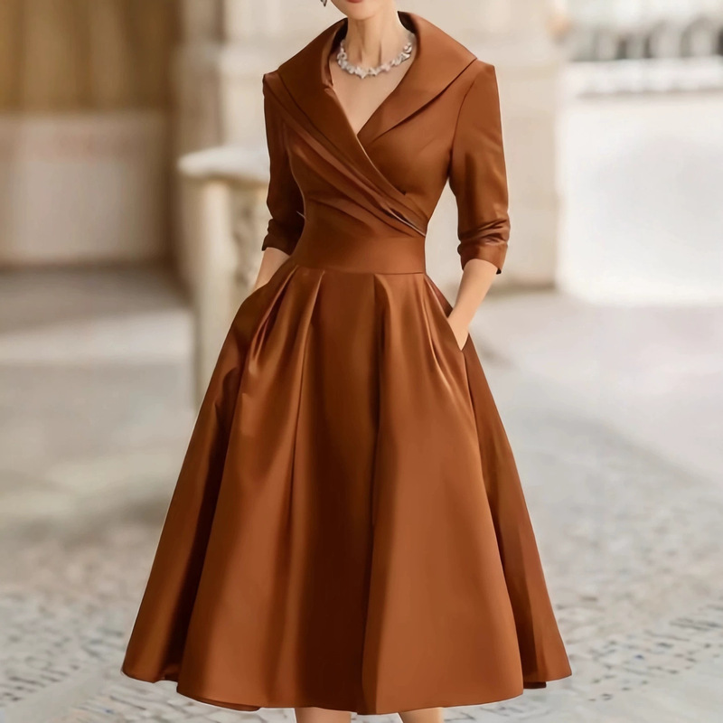 2026 New European and American Women's Fashion Amazon Shein Independent Site Elegant Formal Waist-Cinching Slimming Dress