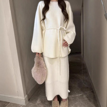 慵懒风软糯毛衣纯欲宽松中长款外套气质感韩系浣熊上衣女秋冬新款