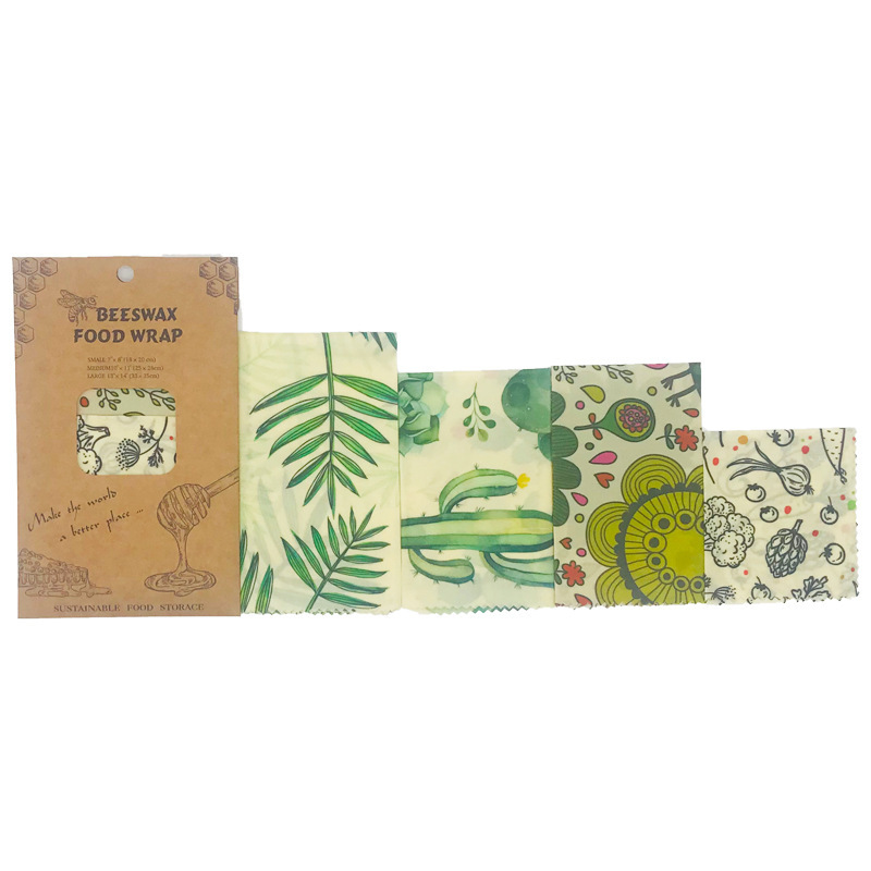 녹색 잎 4종 세트, 밀랍 천, 종이/판지