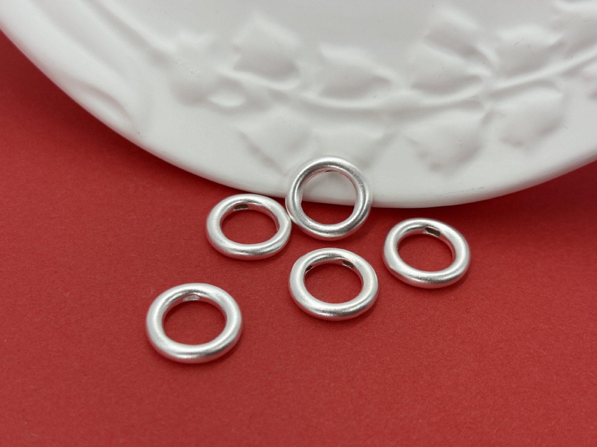 999 pure silver smooth surface peace ring, pure silver 3D craft loose beads, spacer beads, DIY silver jewelry accessories, braided rope bracelet