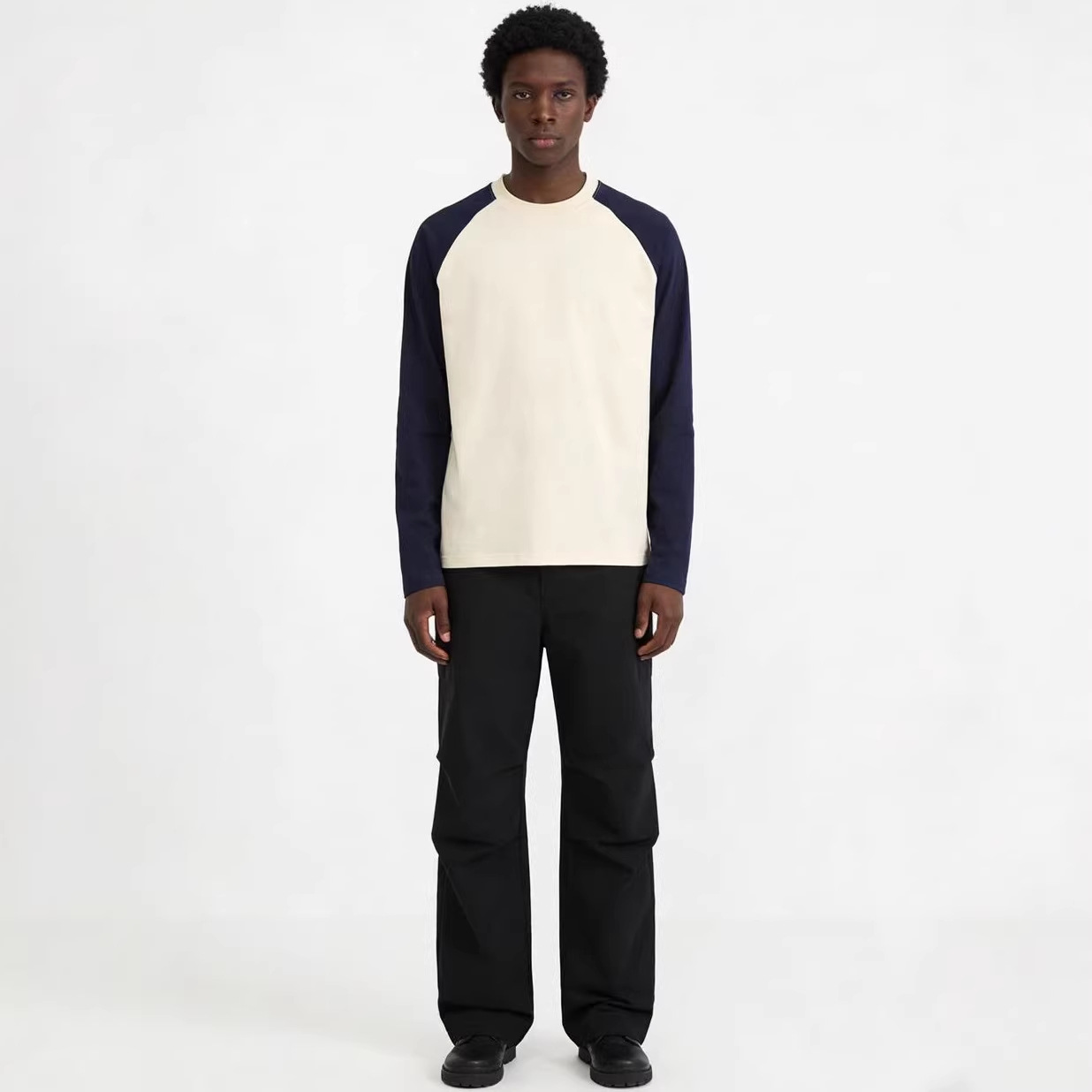 Men's Clothing Men's Color Block Raglan Sleeve Long Sleeve T-Shirt Loose Fit Casual Versatile Solid Color Trendy Couple Style Top_voghion.com