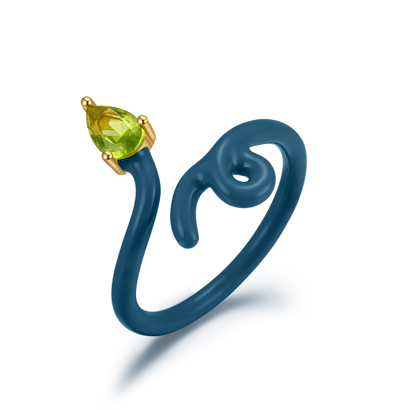 Fashion Solid Color Sterling Silver Inlay Zircon Rings 1 Piece