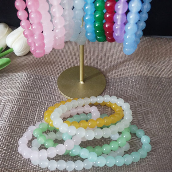 8mm Solid Color Beaded Bracelet Women's Glass Glazed Beads Bracelet Student Tray Play Soft Hand Jewelry Hot Sale Wholesale