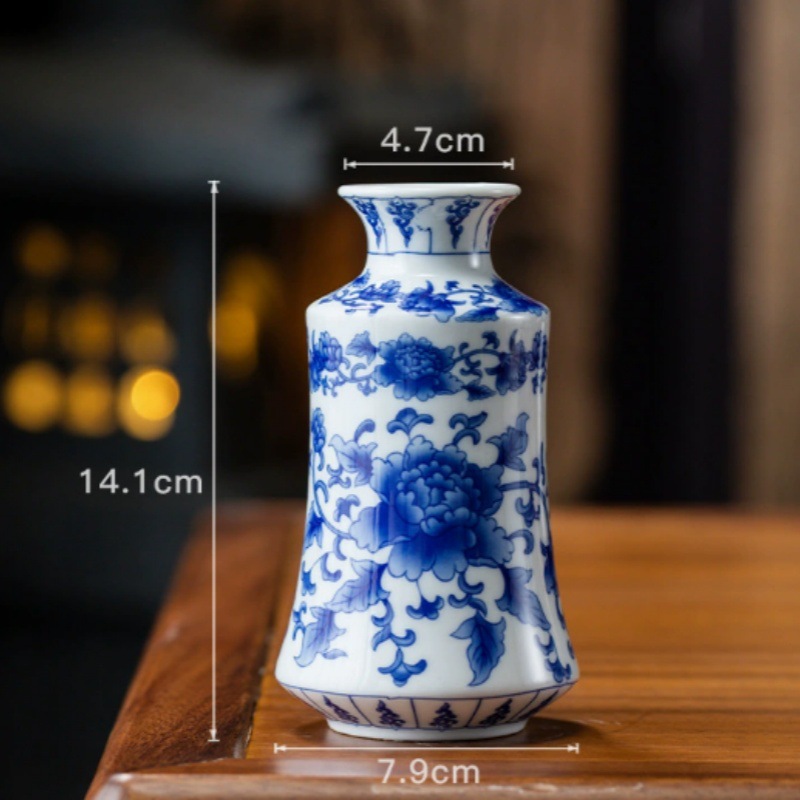 Vaso de escritorio de cerámica de porcelana pequeña boca mini hidroponía de flores retrógradas botellas de flores de porcelana