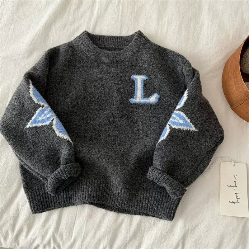 儿童毛衣2025眯眯眼冬季新品男女童加厚提花毛衣宝宝韩版毛线衣潮