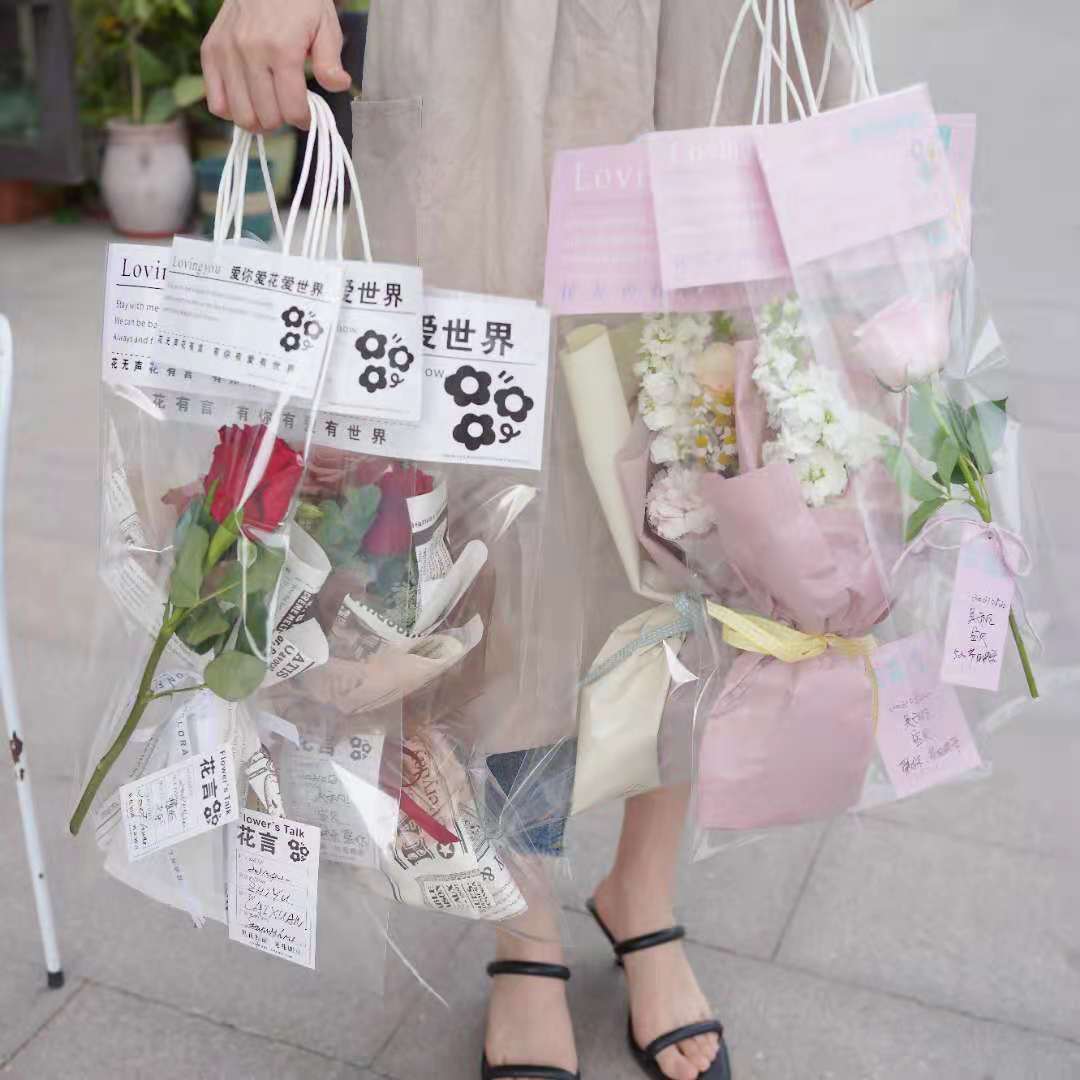小花花透明手提袋
