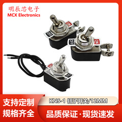 KNS-1線付きロッカーボタンスイッチ13cm線長ミニレバー改造スイッチ穴12MM