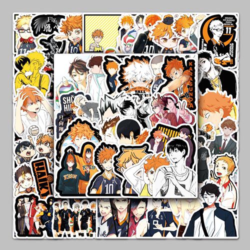 52 pieces of volleyball boy Japanese cartoon anime graffiti suitcase scooter dead fly decorative car waterproof stickers