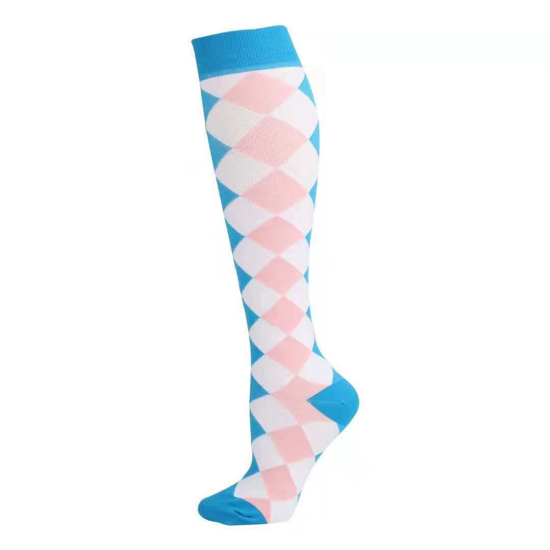 Compression Running Socks, Unisex Jacquard Knee-High Socks, Multiple Patterns, S/M & L/XL