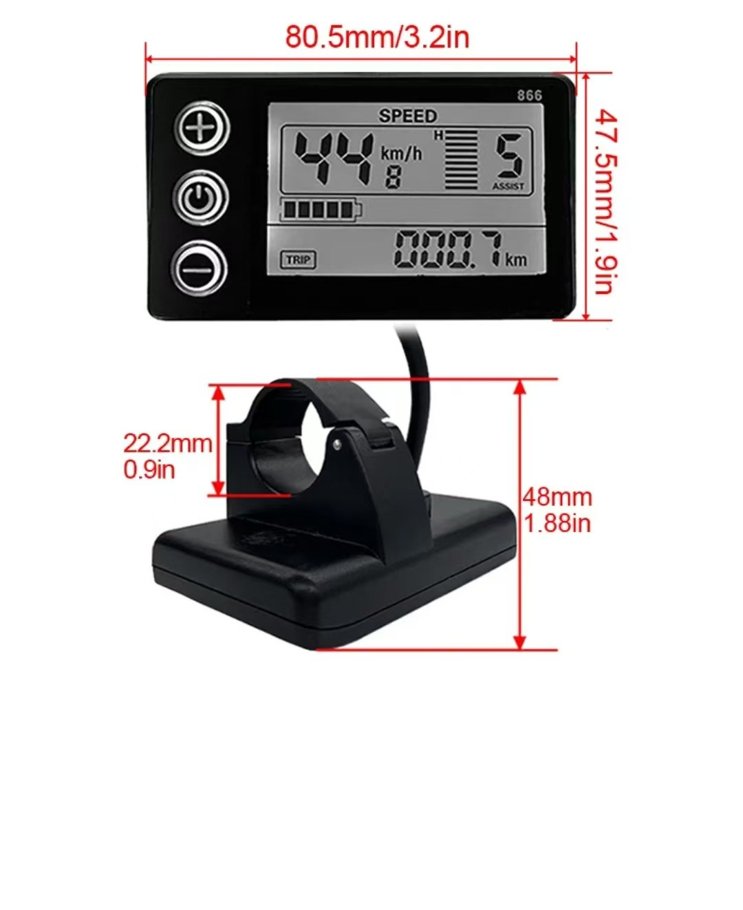 Lithium Electric Vehicle Accessories Cross-Border Lcd-S866 Mountain Bike Skateboard Electric Vehicle Instrument Display Sm Five-Core Waterproof